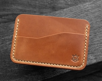 IN STOCK Card holder Horween Shell Cordovan Leather "RIFT" minimalist wallet