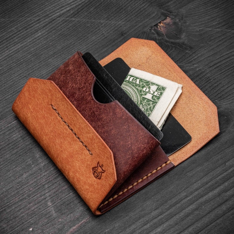 Minimalist leather flap wallet card holder pouch image 5