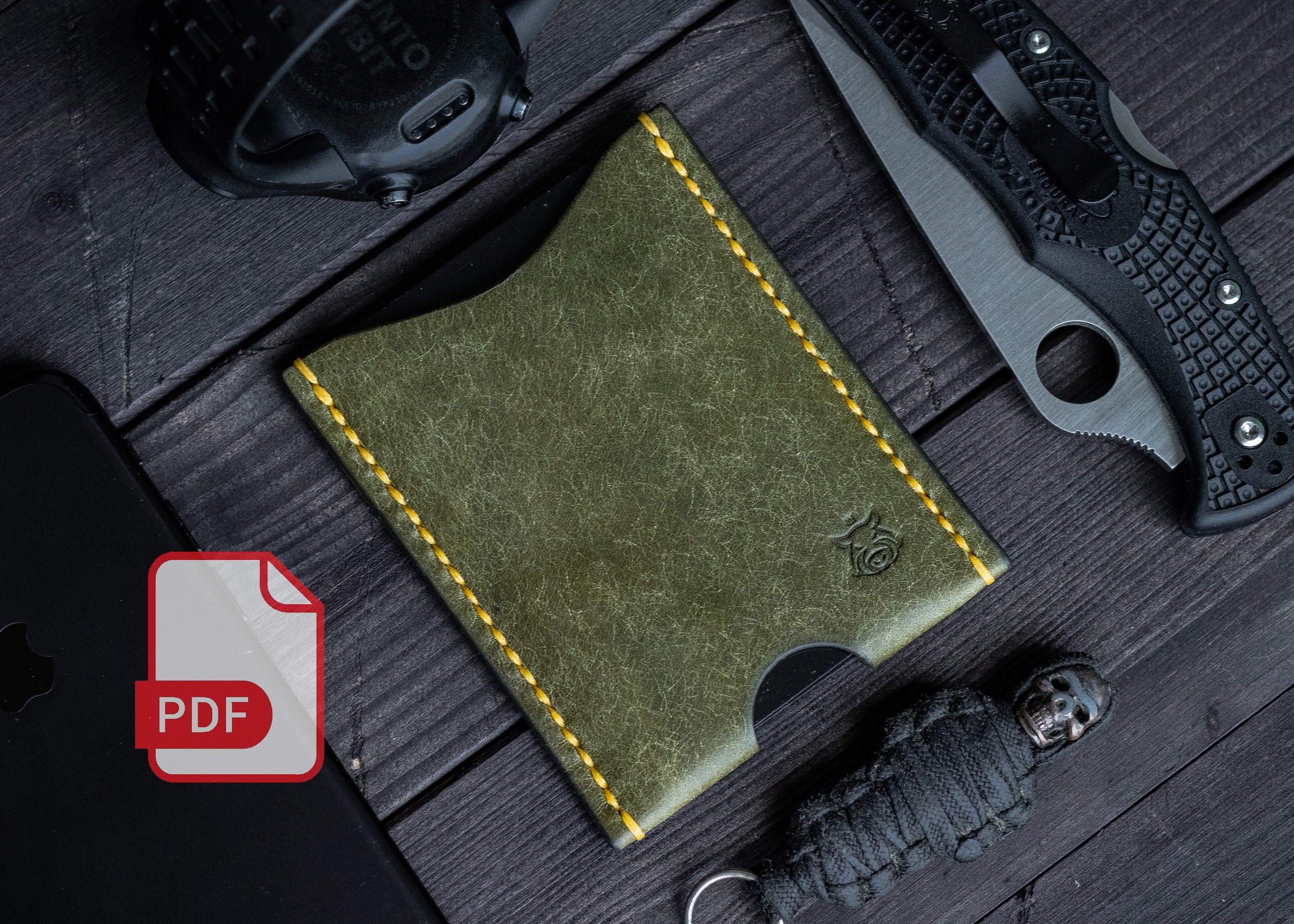 Minimalist leather sleeve card holder slim wallet digital PDF Etsy