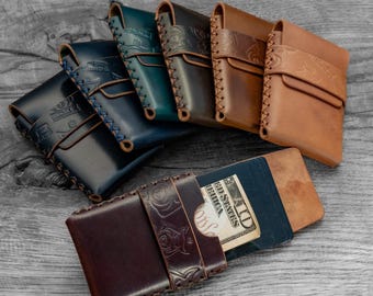 Auf Lager: Minimalistisches Portemonnaie aus Horween Shell Cordovan Leder mit Kartenetui.