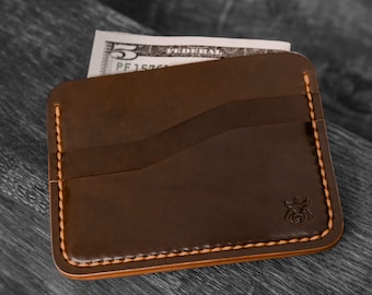 tarjetero clásico "Rift V2" de piel Horween Shell Cordovan