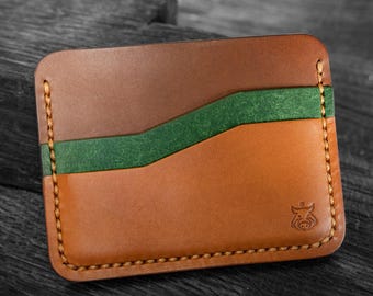 Cartera tarjetero clásica de piel curtida vegetal "Rift V2"