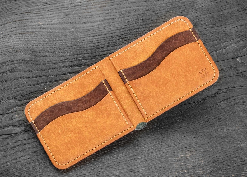 Cartera plegable de cuero "Stash" Pueblo Cognac