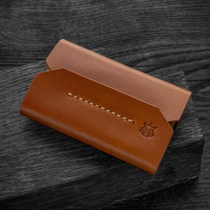 Minimalist leather flap wallet card holder pouch image 3