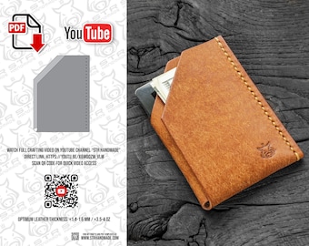 Minimalist leather card holder wallet digital PDF template pattern A4 US Letter size 8.5x11"