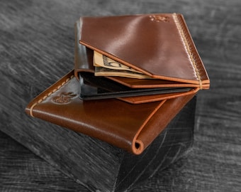 IN STOCK Horween Shell Cordovan leather card holder front pocket wallet