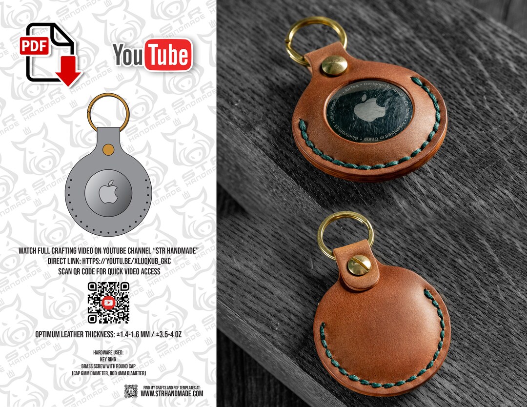 PDF Template Leather Apple AirTag Case Keychain Digital PDF Pattern A4