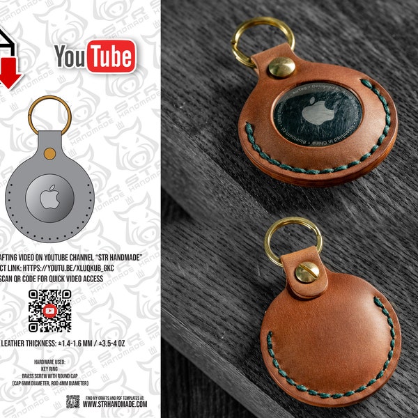 PDF template leather Apple AirTag case keychain digital PDF pattern A4 US Letter size 8.5x11"