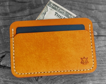 Vegetable tanned leather card holder mini wallet "Rift V1.1"