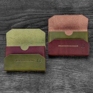 IN MAGAZZINO Porta carte in pelle con patta tasca frontale portafoglio conciato al vegetale "Pouch"
