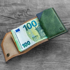 Minimalist leather wallet card holder "Coil"