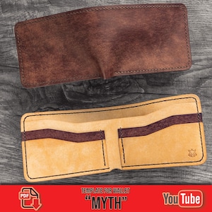 Leather bifold wallet "Myth" card holder digital PDF template pattern