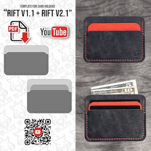 Leren kaarthouder "Rift v2.1" slanke portemonnee digitaal pdf-sjabloonpatroon