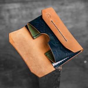 Cartera con solapa y tarjetero de piel de cordero Horween Shell Cordovan "Pouch" imagen 4