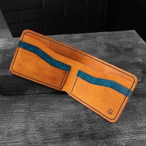 Cartera minimalista de cuero plegable