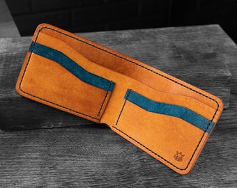 Cartera minimalista de cuero plegable