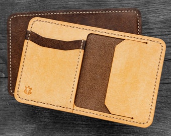 IN STOCK Leather card holder front pocket minimalist wallet vegetable tanned "Bramble V2"