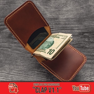 マネークリップレザーカードホルダー「Clap v1.1」ウォレットデジタルPDFテンプレートパターン