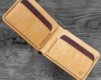 EN STOCK Cartera plegable de piel curtida vegetal