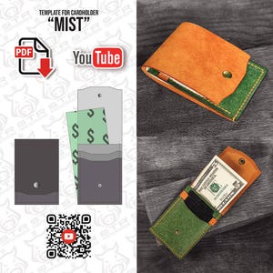 Patrón de plantilla digital en PDF para tarjetero de cuero "MIST"