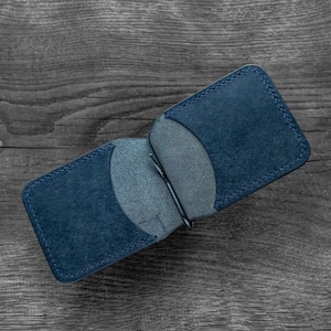 Leather Card Holder Money Clip Minimalist Wallet 