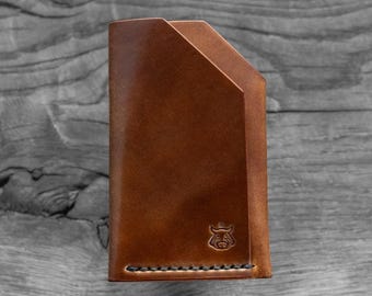 Tarjetero de piel Horween Shell Cordovan con bolsillo delantero "Double Shroud"
