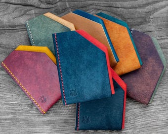 EN STOCK Tarjetero de piel con bolsillo frontal curtido vegetal "Shroud V2"