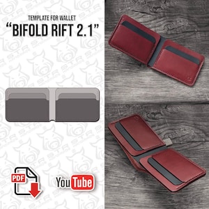 Carteira de couro dobrável "Bifold Rift 2.1" porta-cartões digital em PDF