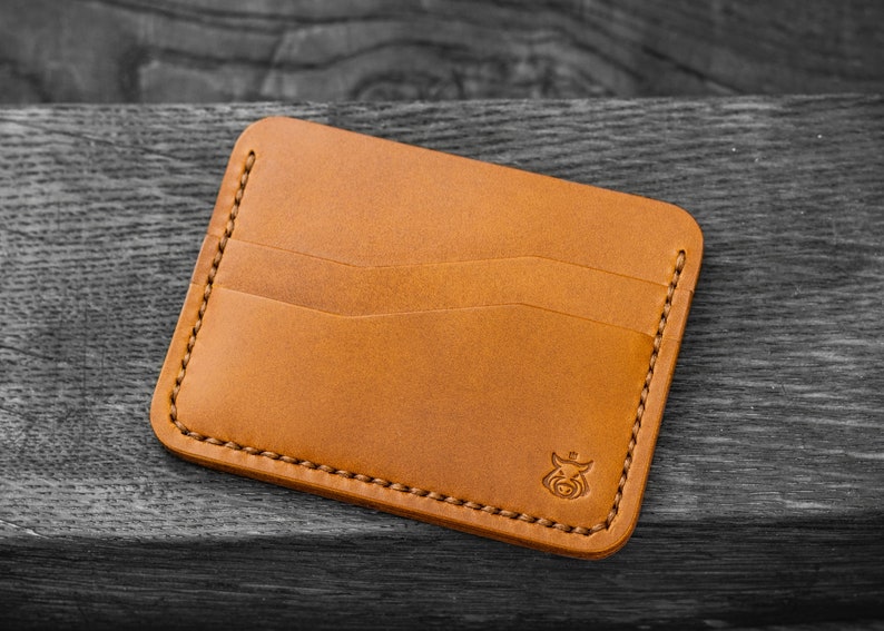 Vegetable Tanned Leather Classic Card Holder Wallet | Etsy