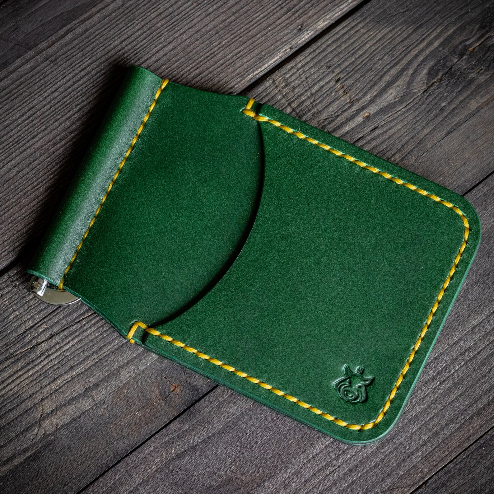 Leather Card Holder Money Clip Minimalist Wallet Etsy