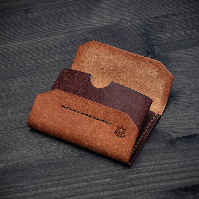 Minimalist leather flap wallet card holder pouch image 6