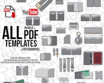 Paquete de plantillas PDF para tarjetero de cuero, billetera delgada, patrón digital, llavero, Airtag, cinturón