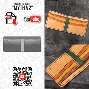 Plantilla digital en PDF para tarjetero de billetera de cuero "Myth V2"