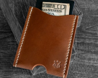 IN STOCK Horween Shell Cordovan leather sleeve card holder front pocket wallet