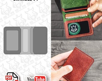 Leder ID Card Mini Wallet ""Bramble V4"" Kartenhalter digital PDF Vorlage Muster"