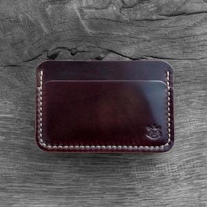 Porta carte in pelle Horween Shell Cordovan portafoglio minimalista "Rift v1.1"