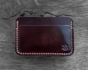 Cartera minimalista con tarjetero de piel Horween Shell Cordovan "Rift v1.1"