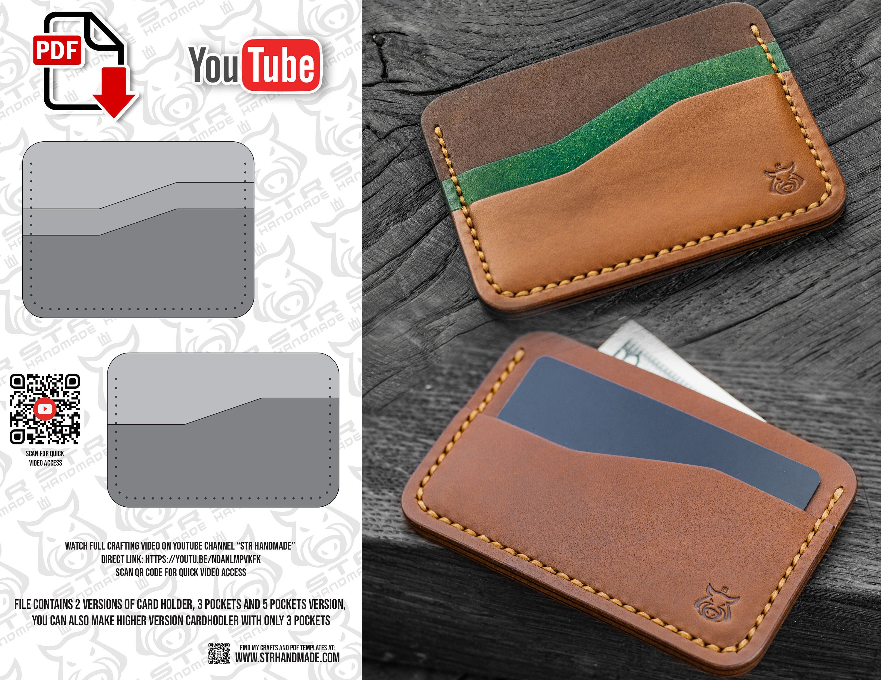 Document Holder Pattern / PDF Wallet Leather / Card Holder Pattern /  Leather Pattern / Template Wallet / Passport Case PDF / PDF Tutorial 