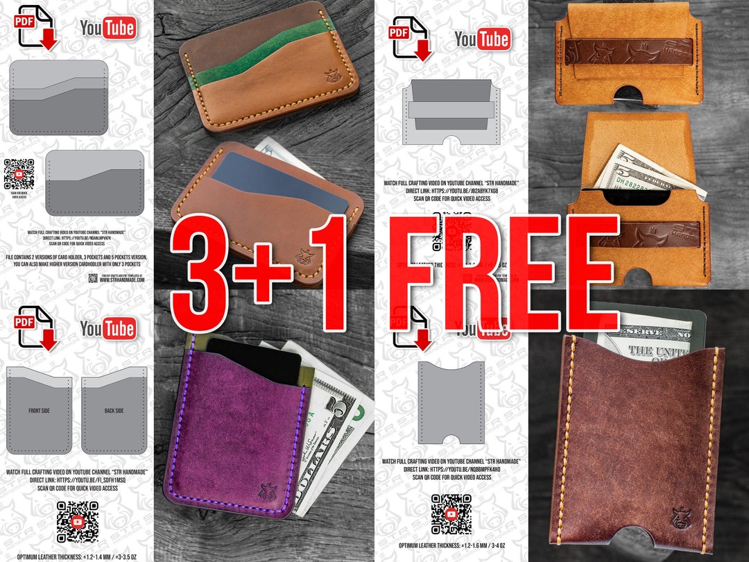 Bundle PDF Templates Leather Card Holder Slim Wallet Digital Pattern - Etsy