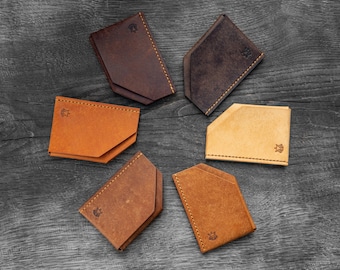 IN STOCK Leather card holder front pocket wallet vegetable tanned "Shroud"