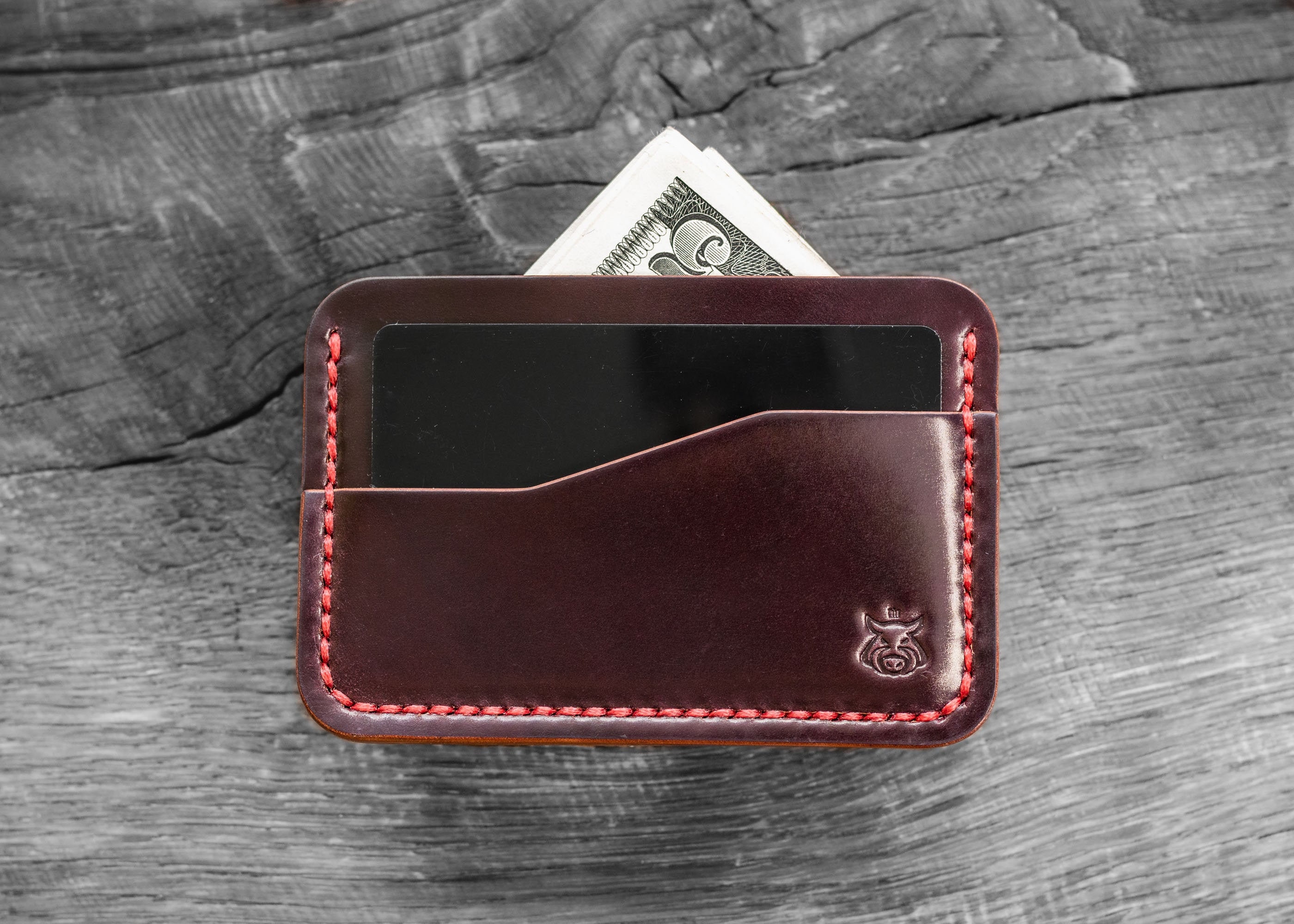 Shell Cordovan Leather Credit Card Holder - Mini Wallet - Credit Card  Holder