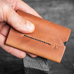 Cartera con solapa y tarjetero de piel de cordero Horween Shell Cordovan "Pouch" Natural Unglazed