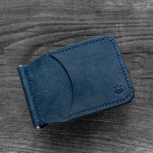 Leather Card Holder Money Clip Minimalist Wallet 