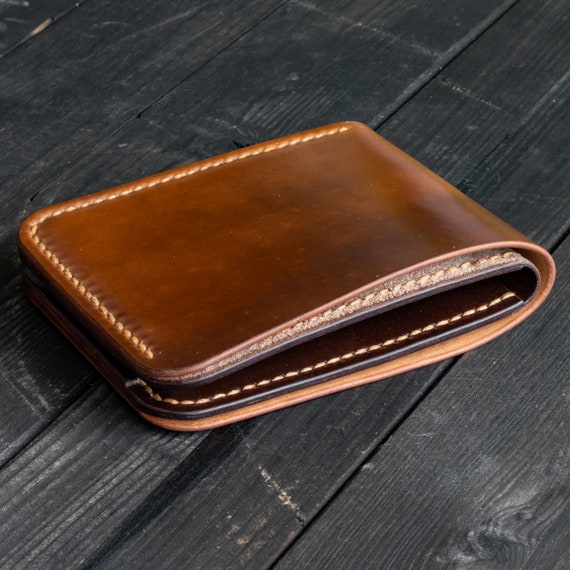 Shell Cordovan Leather Minimalist Bifold Wallet - Made in US - Horween ...