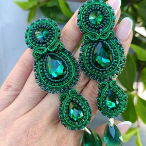 Soutache Green Earrings: Unique Artisan Jewelry