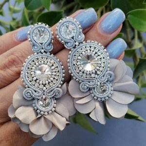 Gray color soutache earrings