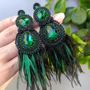 Green Soutache Earrings: Comfortable, Fast Shipping