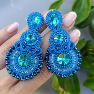 Blue soutache earrings