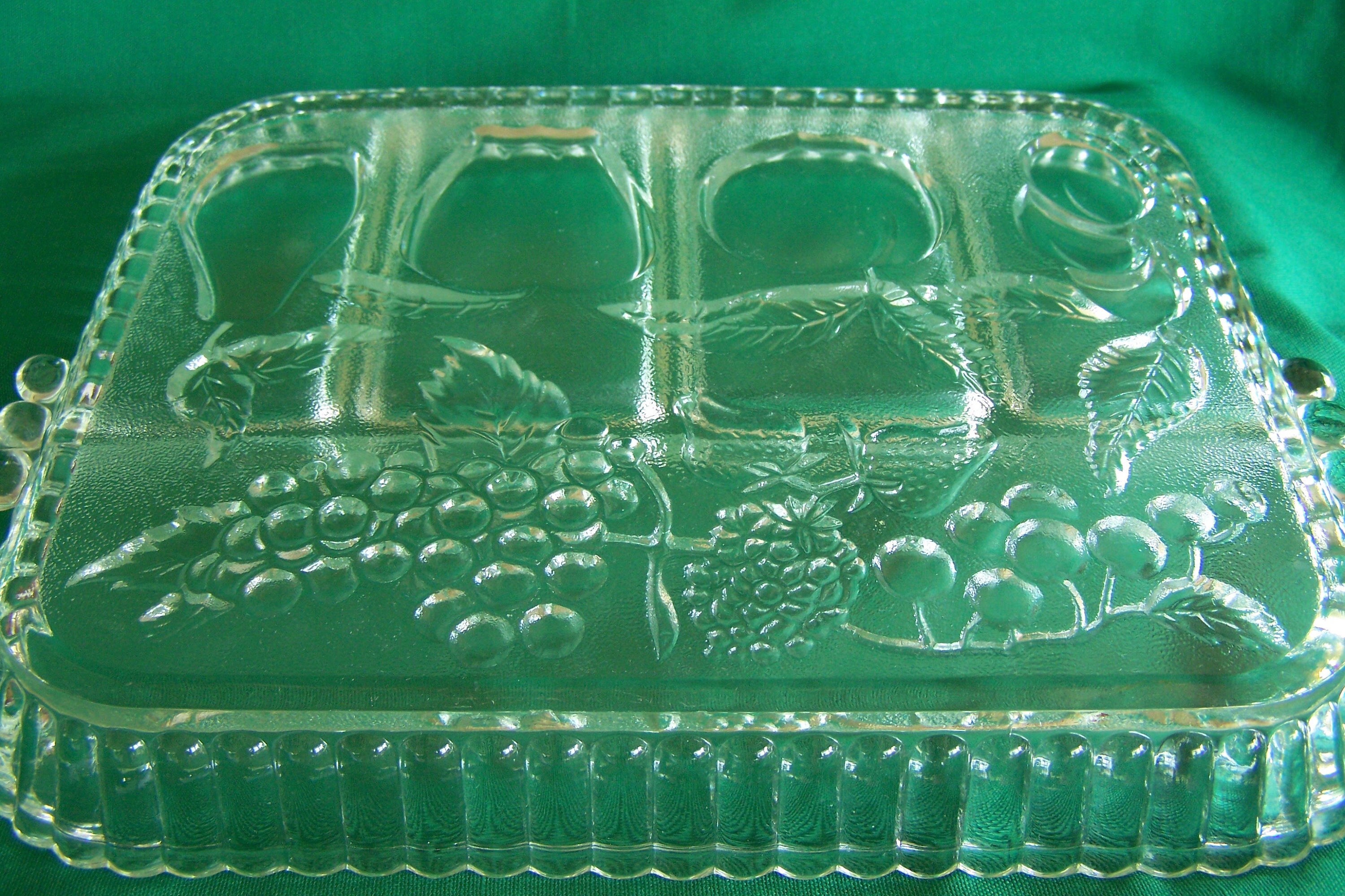Large Vintage Relish Tray, Clear Glass With Fruit Design. Etsy Australia