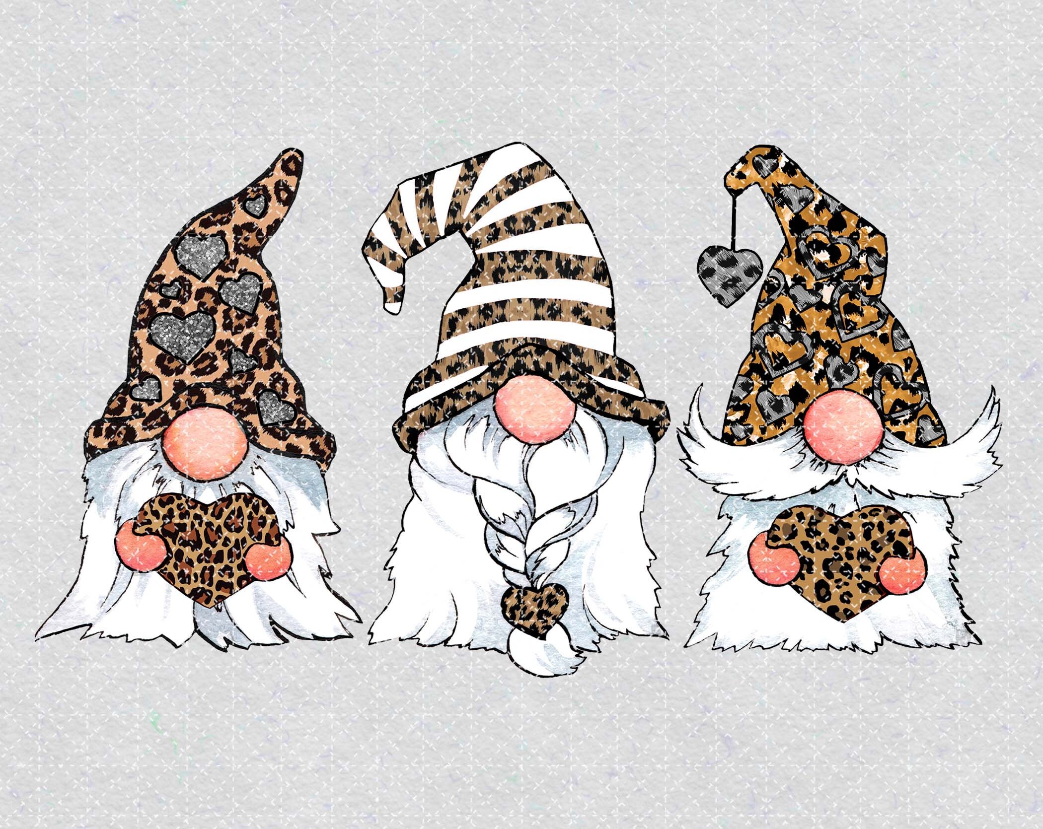 Three gnomes leopard png christmas gnome gnome heart merry  etsy